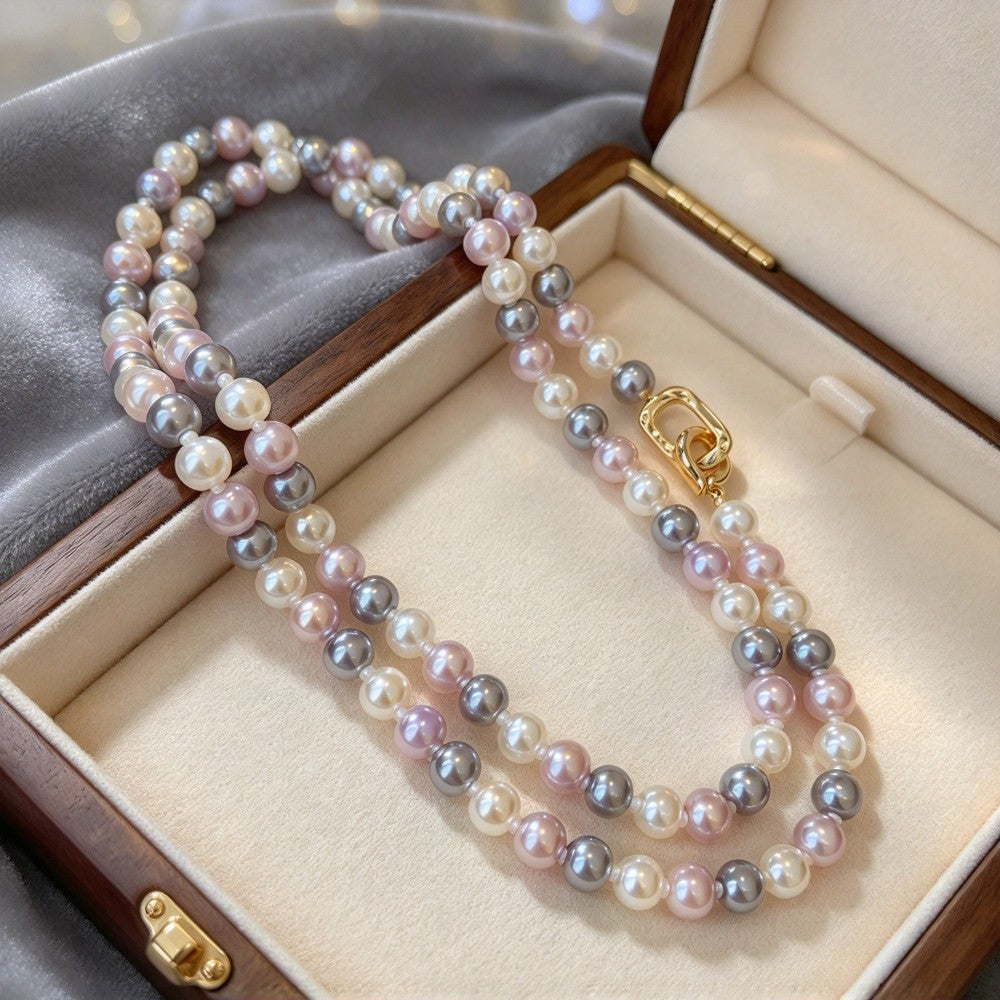 Elegant Multi-Tone Faux Pearl Necklace