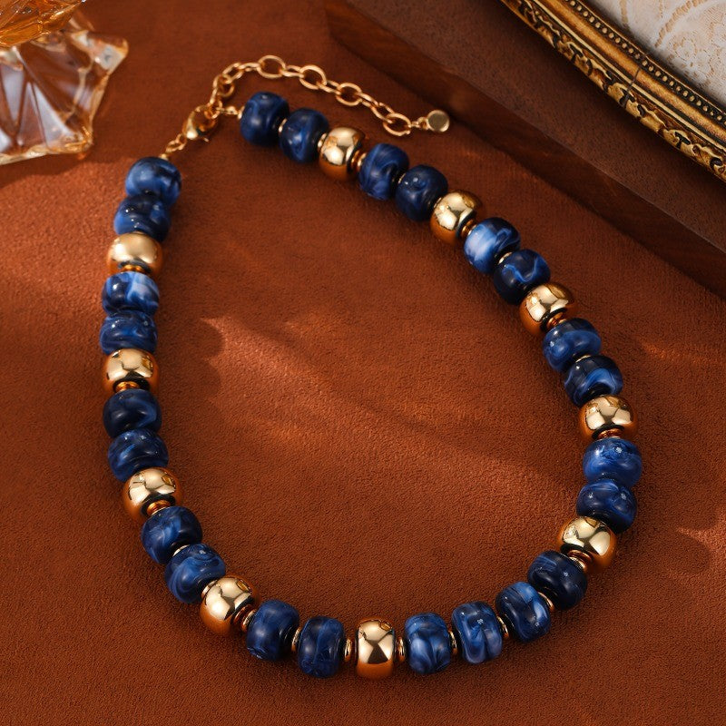 Boho Amber Bead Heart Necklace