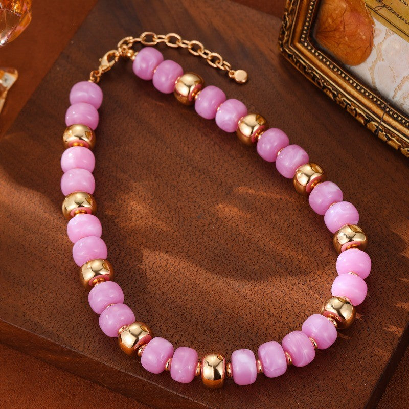 Boho Amber Bead Heart Necklace