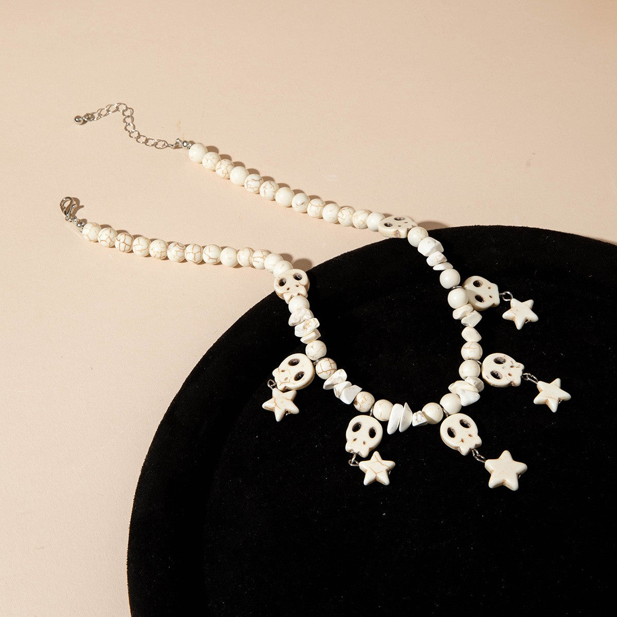 Boho Chunky Skull and Starfish Bead Necklace