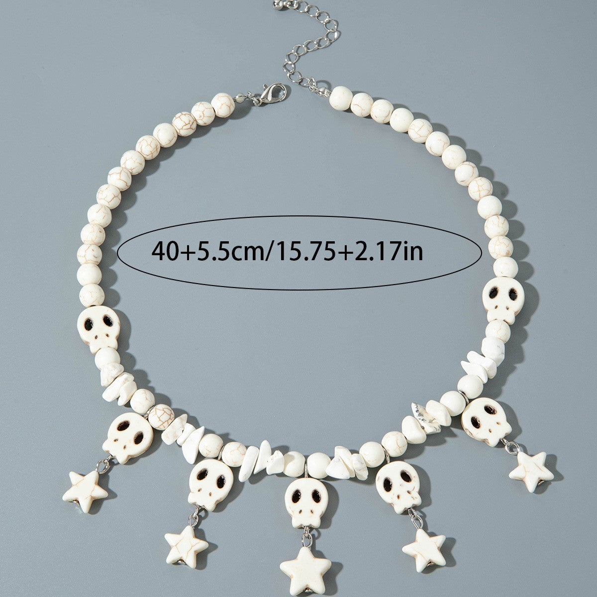 Boho Chunky Skull and Starfish Bead Necklace