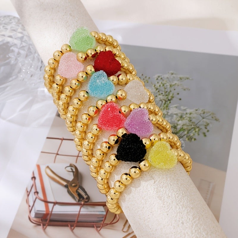 Dainty Macaron Heart Bead Bracelet