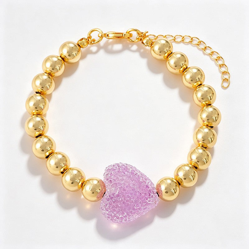 Dainty Macaron Heart Bead Bracelet