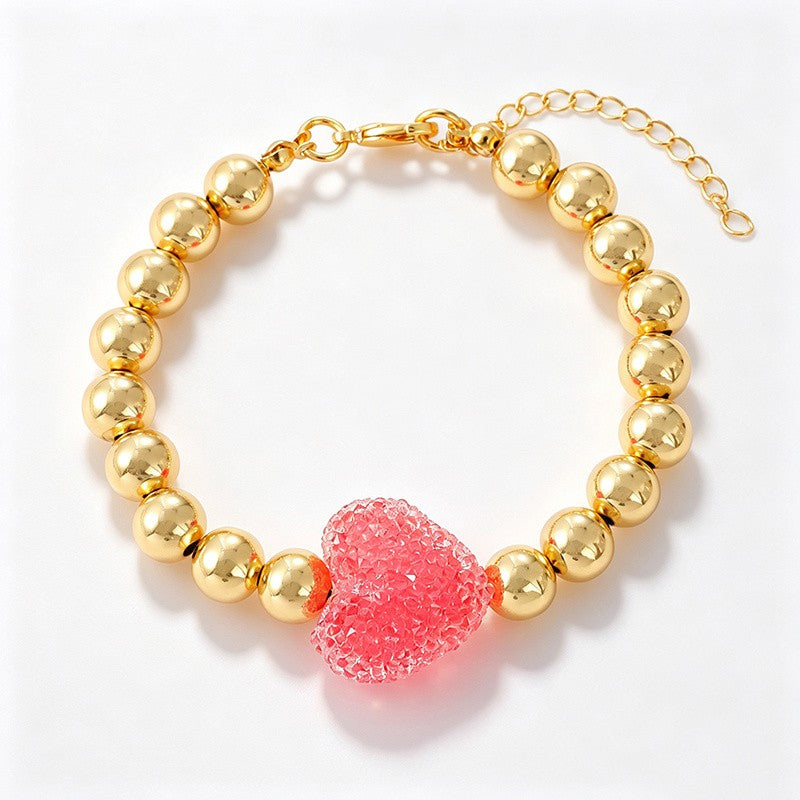 Dainty Macaron Heart Bead Bracelet