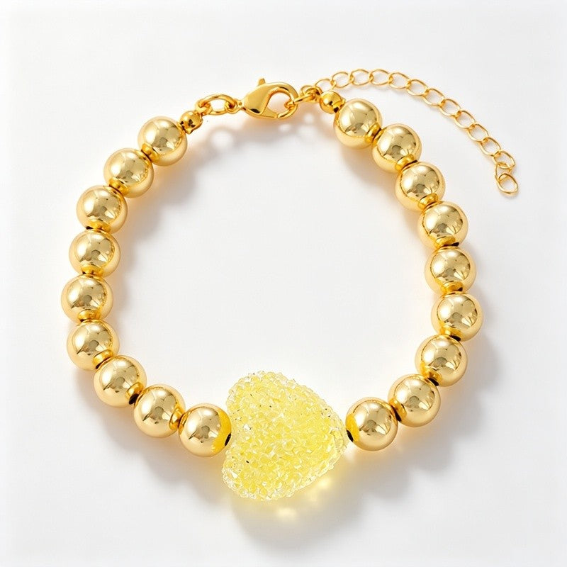 Dainty Macaron Heart Bead Bracelet