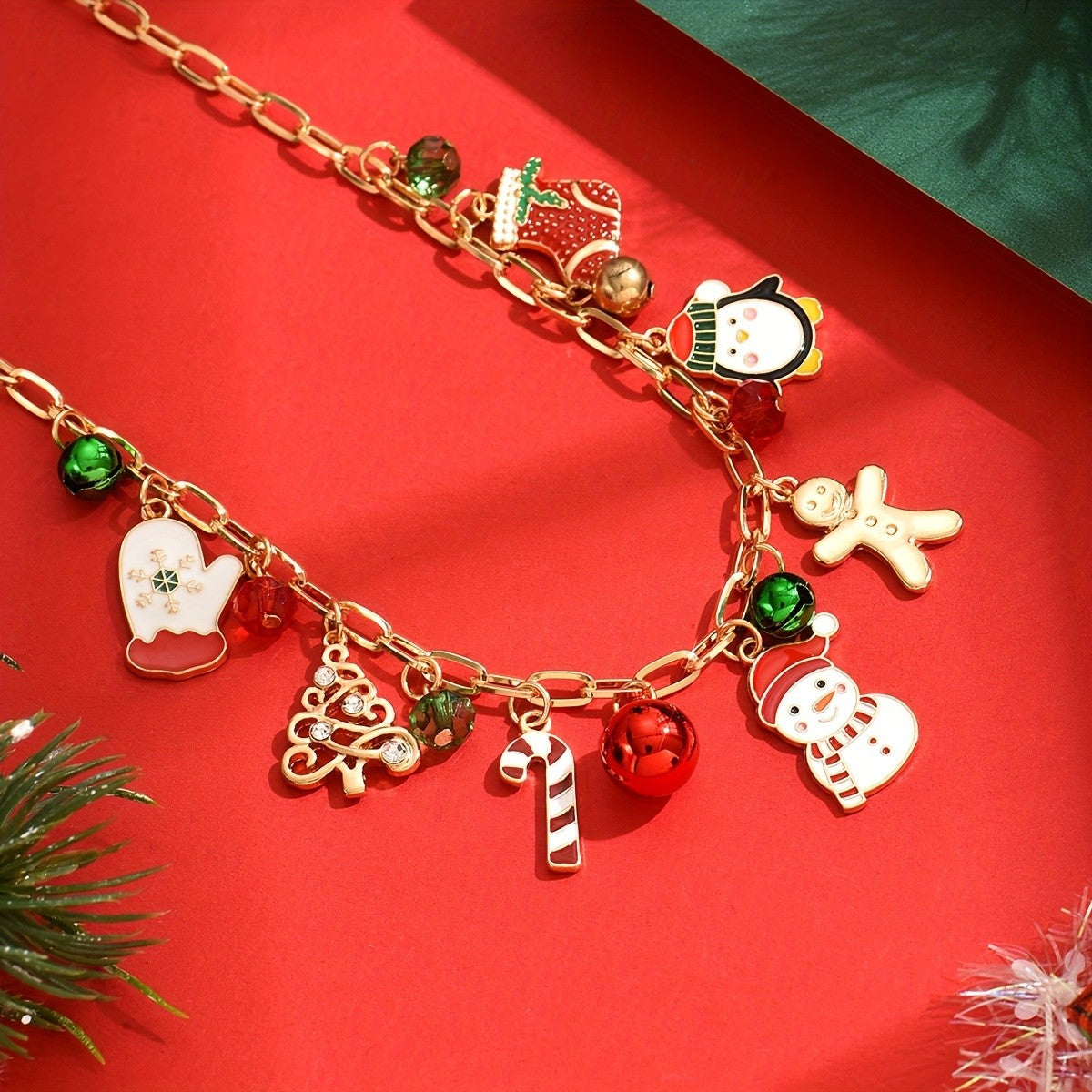 Festive Multi-Charm Christmas Necklace