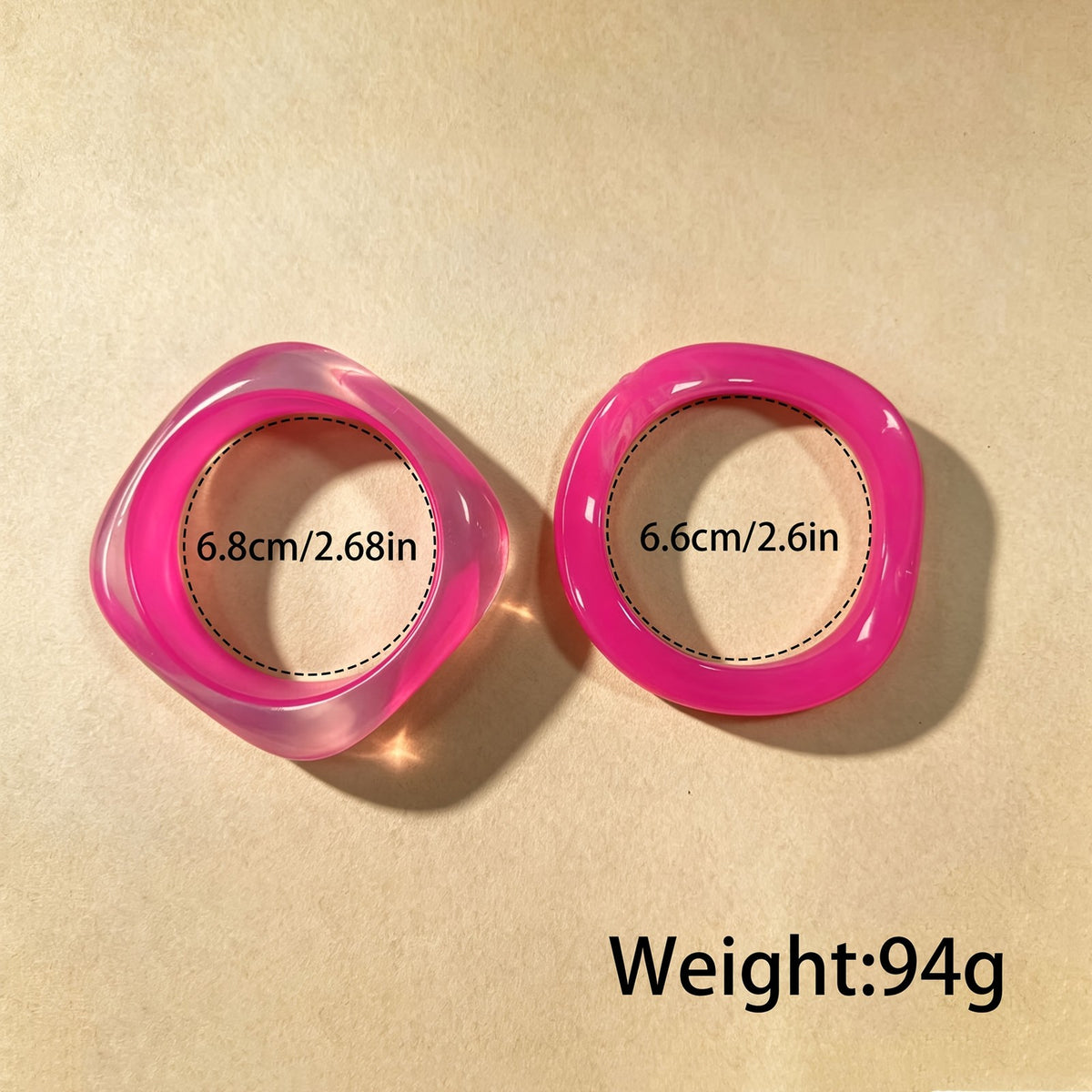 2pc Romantic Pink Glitter Resin Bangle Set