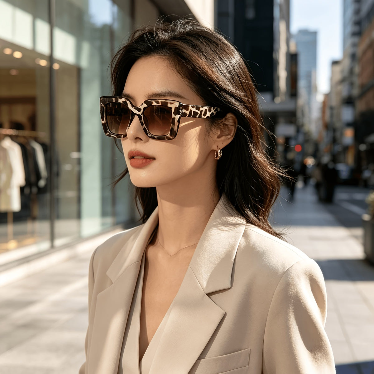 Chic Leopard Print Square Sunglasses