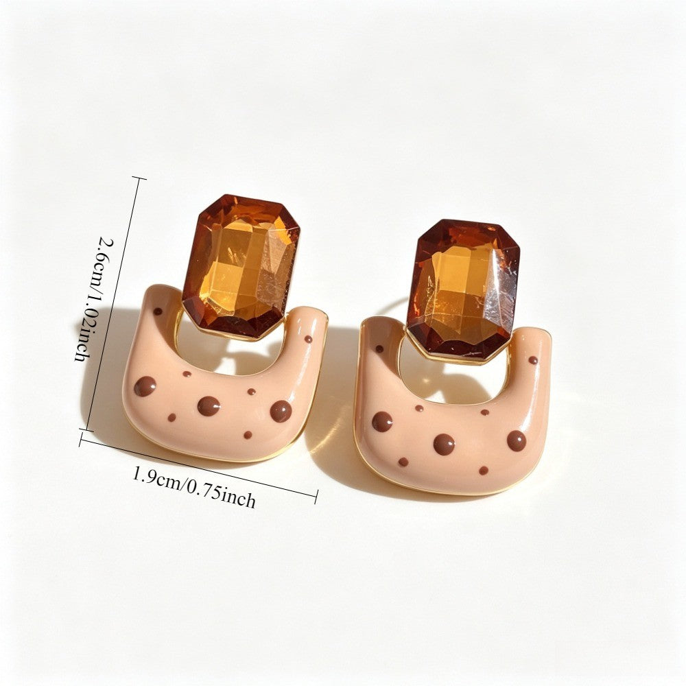 Vintage Amber Square Drop Earrings