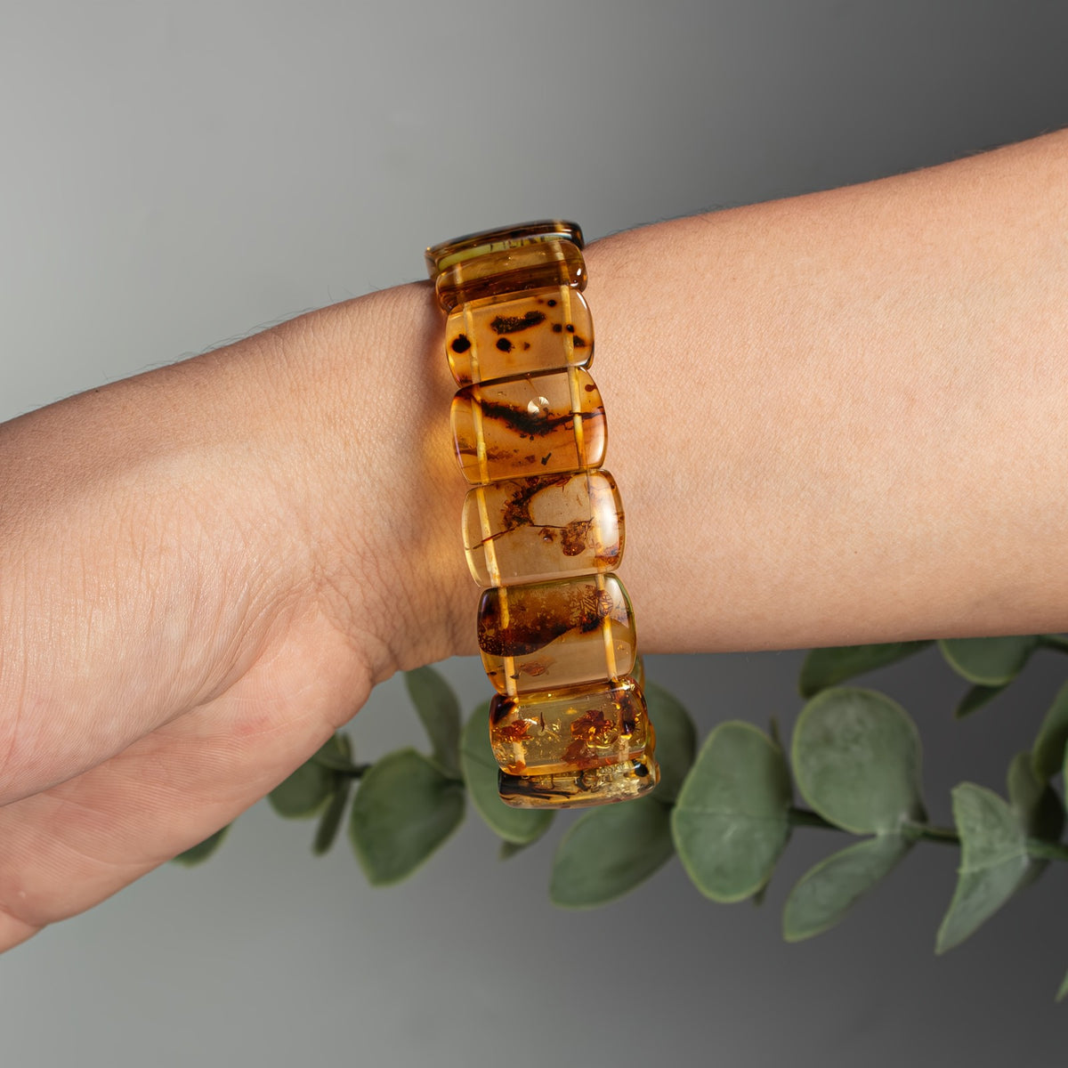 Vintage Amber Insect Block Bracelet
