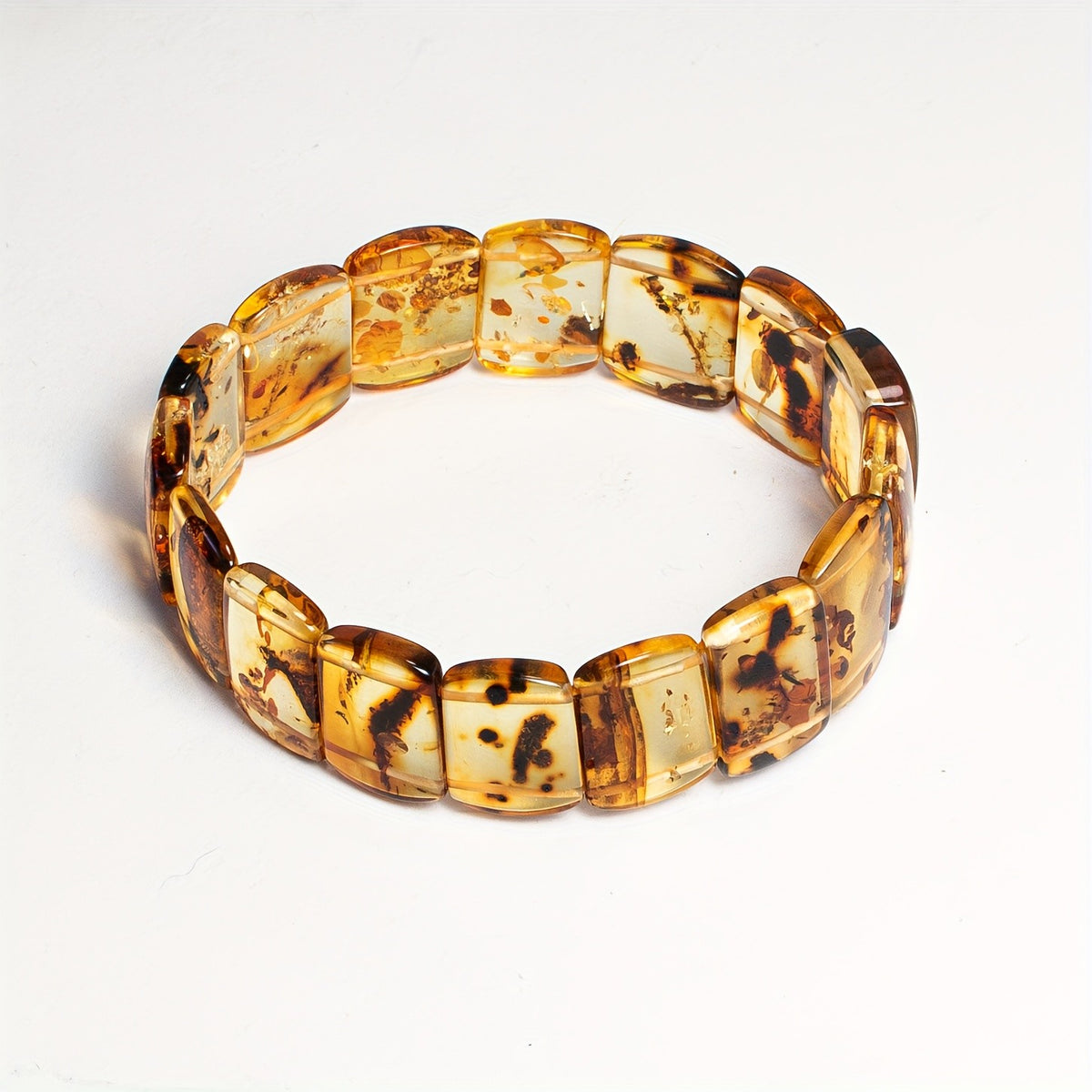 Vintage Amber Insect Block Bracelet