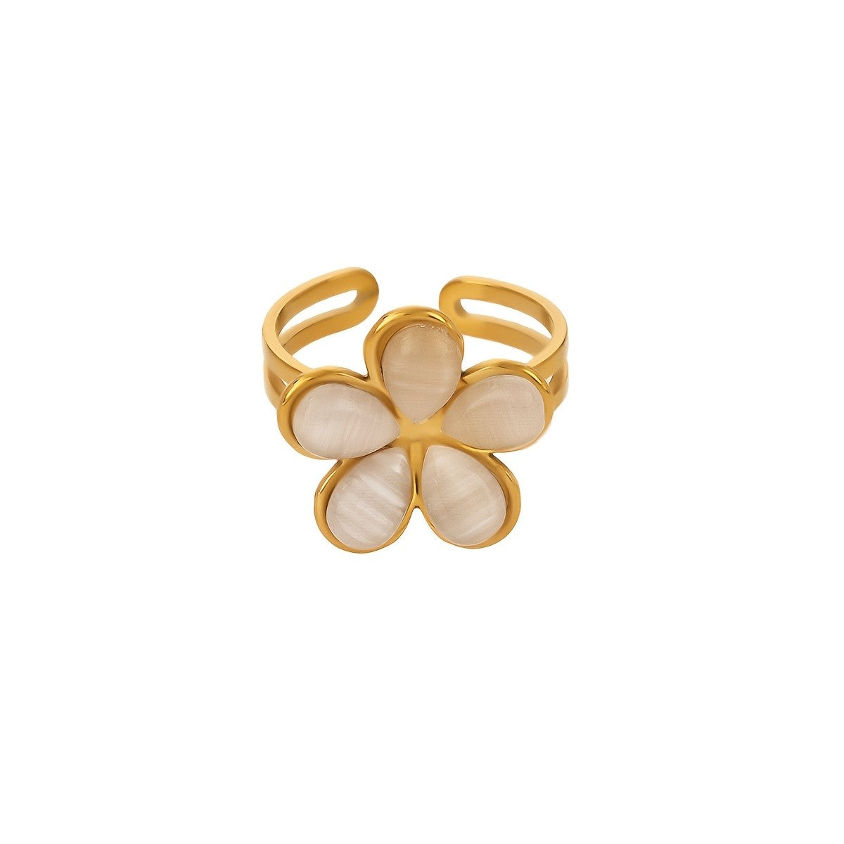 18k Boho Cat's Eye Flower Ring