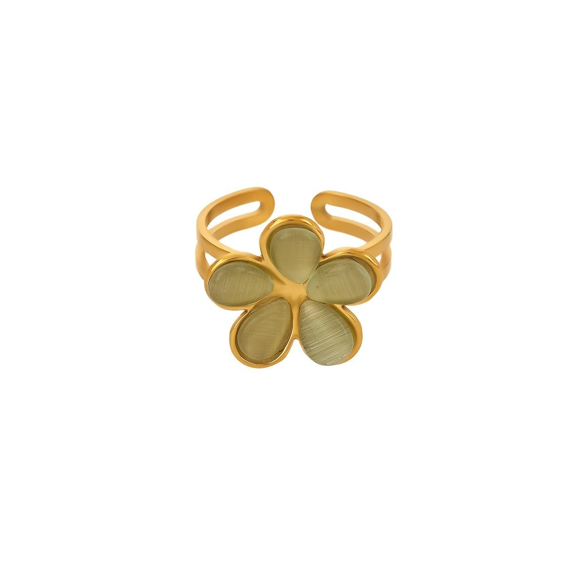 18k Boho Cat's Eye Flower Ring