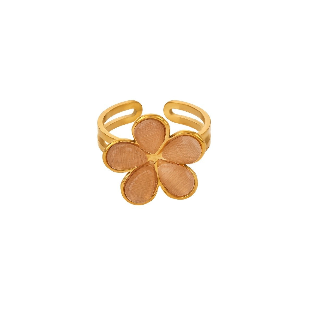 18k Boho Cat's Eye Flower Ring