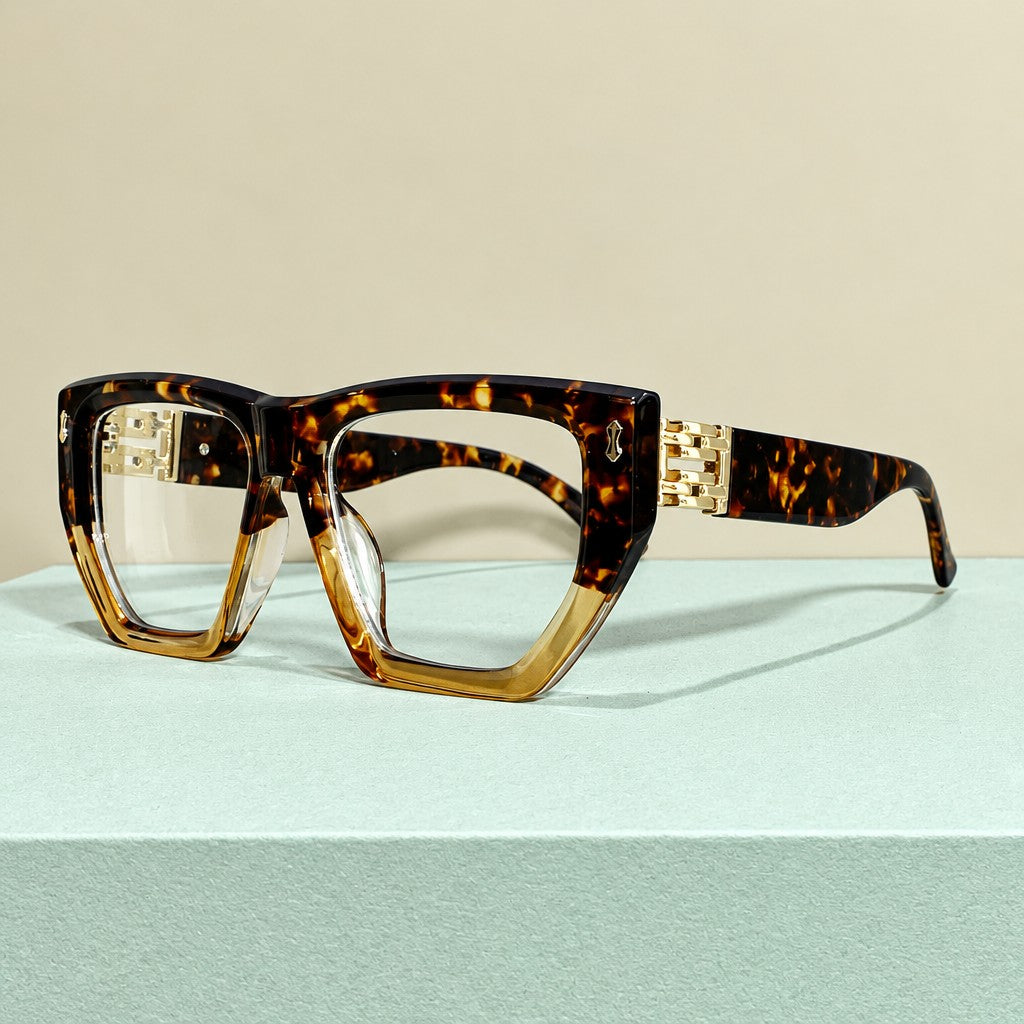 Retro Tortoise Geometric Reading Glasses