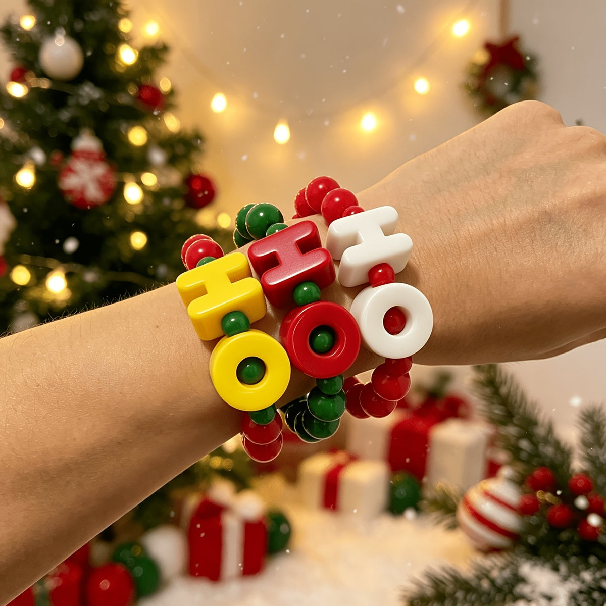 Cute Christmas Ho Ho Ho Beaded Bracelet