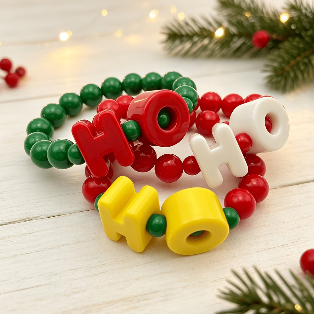 Cute Christmas Ho Ho Ho Beaded Bracelet