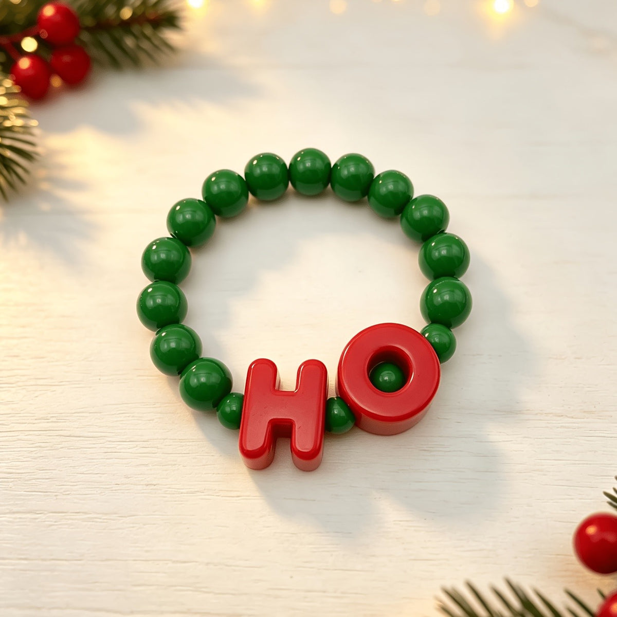 Cute Christmas Ho Ho Ho Beaded Bracelet