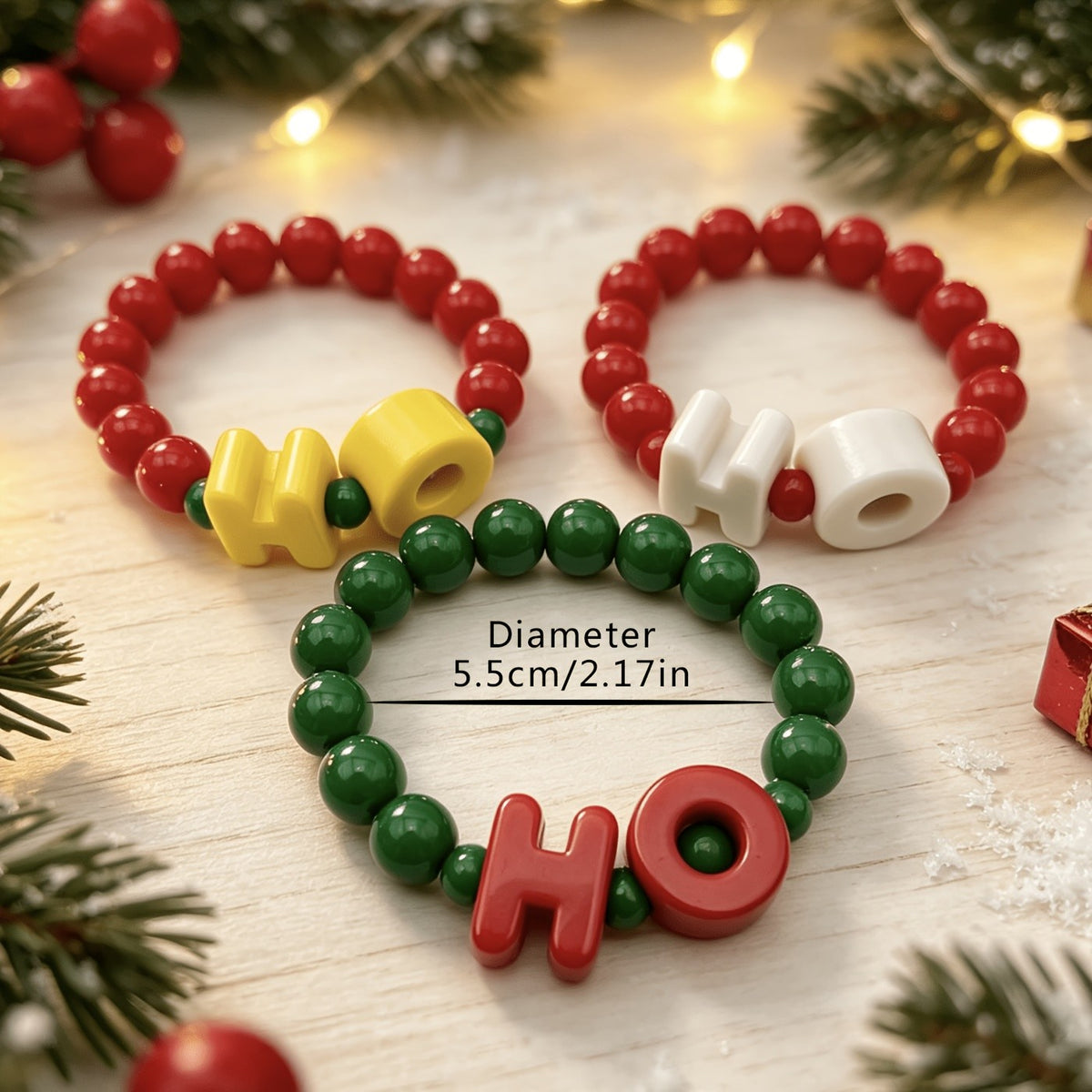 Cute Christmas Ho Ho Ho Beaded Bracelet