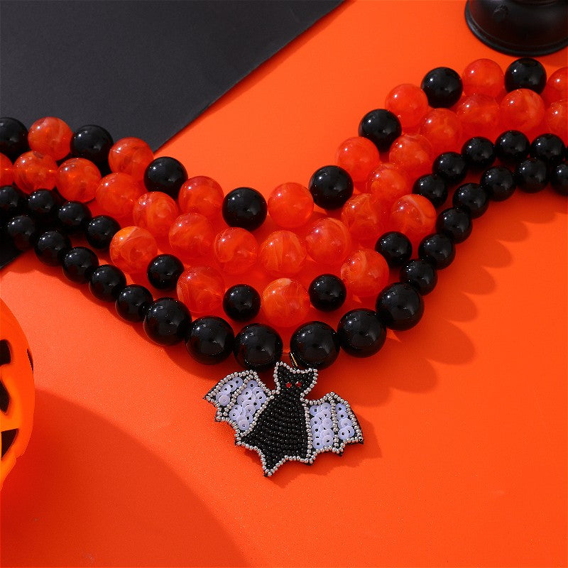 Gothic Bat Beaded Statement Necklace