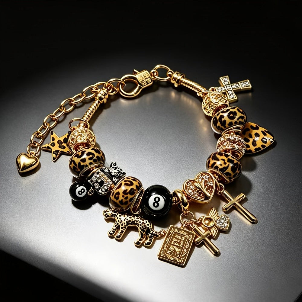 Boho Leopard Print Charm Bracelet