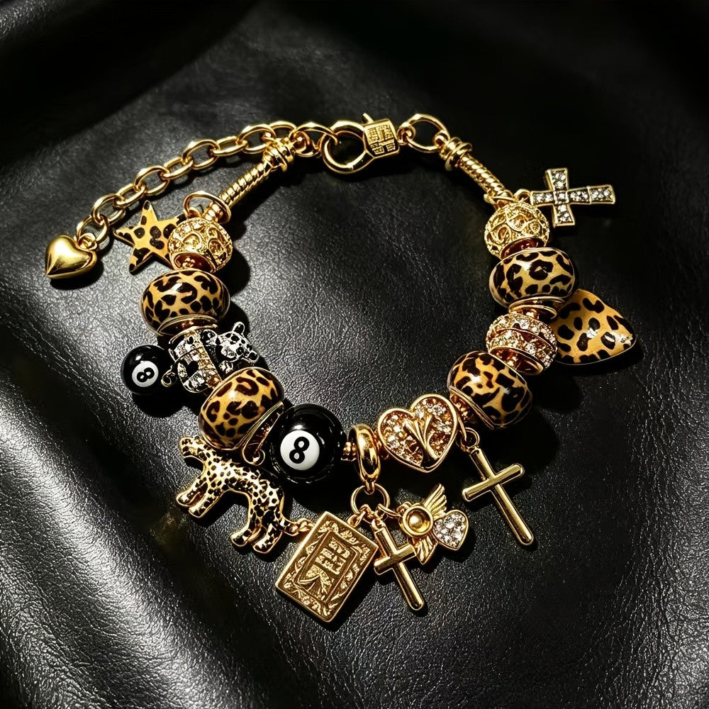 Boho Leopard Print Charm Bracelet