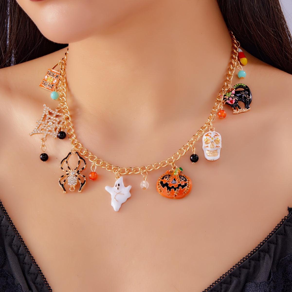 Playful Halloween Charm Necklace