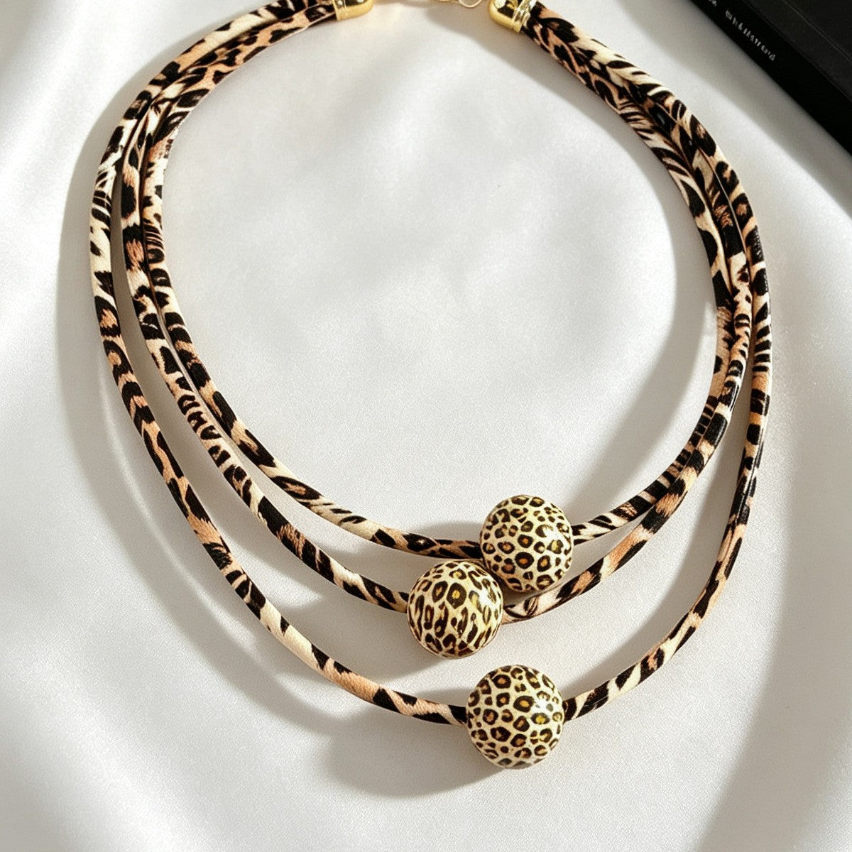 Boho Leopard Print Bead Necklace