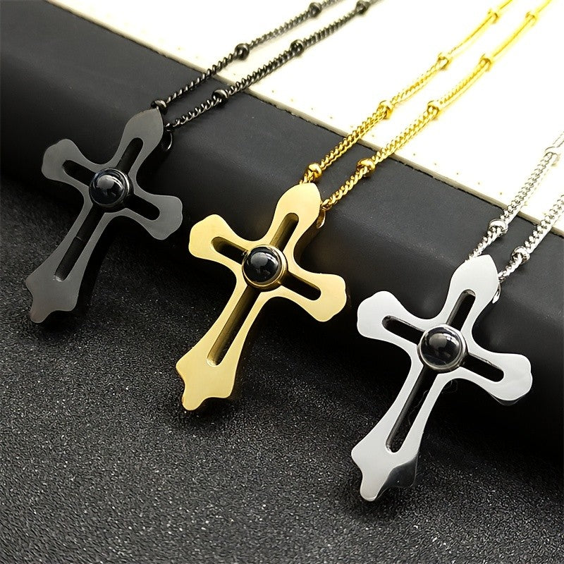 18k Vintage Cross Projection Necklace