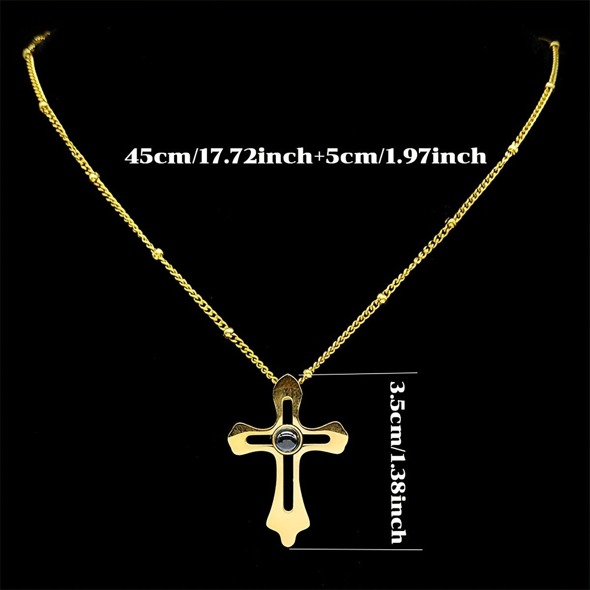 18k Vintage Cross Projection Necklace
