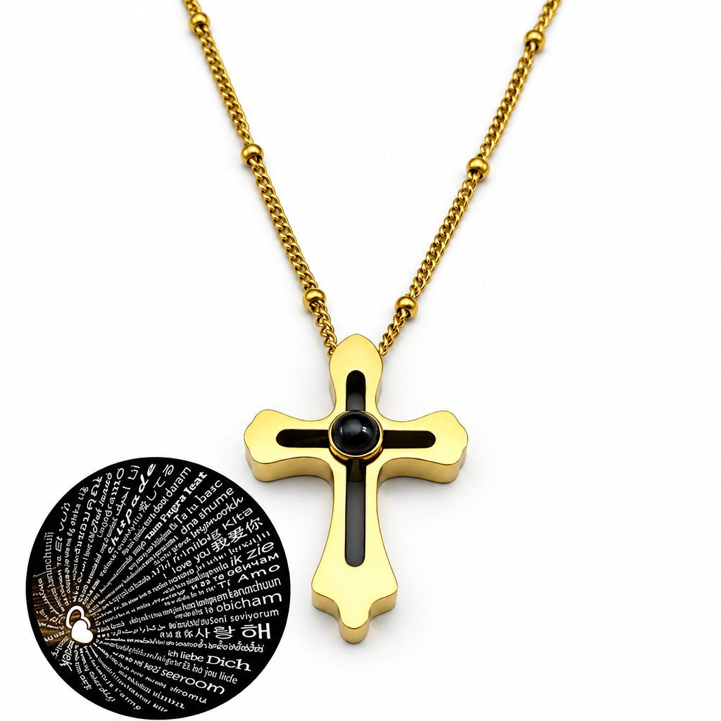 18k Vintage Cross Projection Necklace