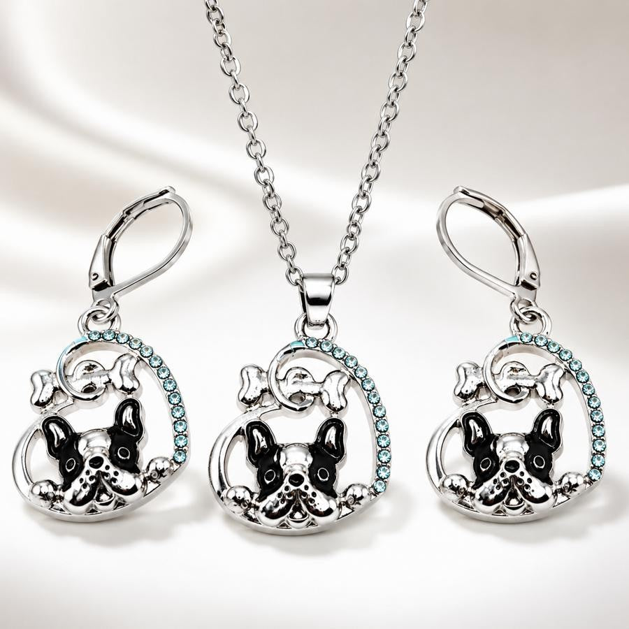 Classy French Bulldog Bone Necklace Set