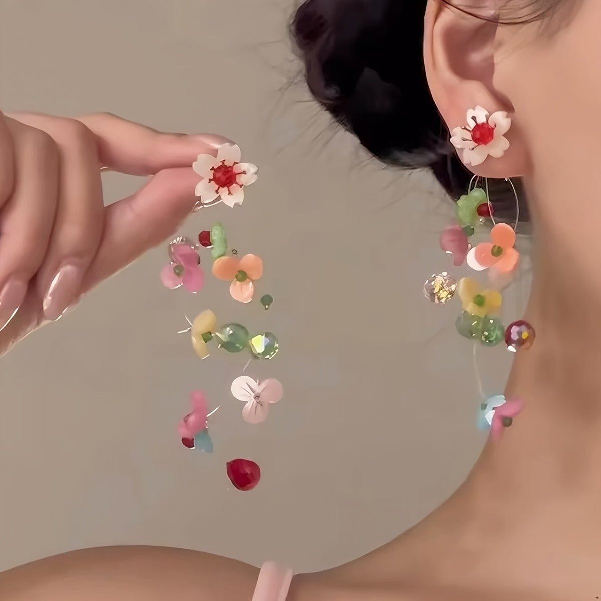 Romantic Colorful Floral Drop Earrings
