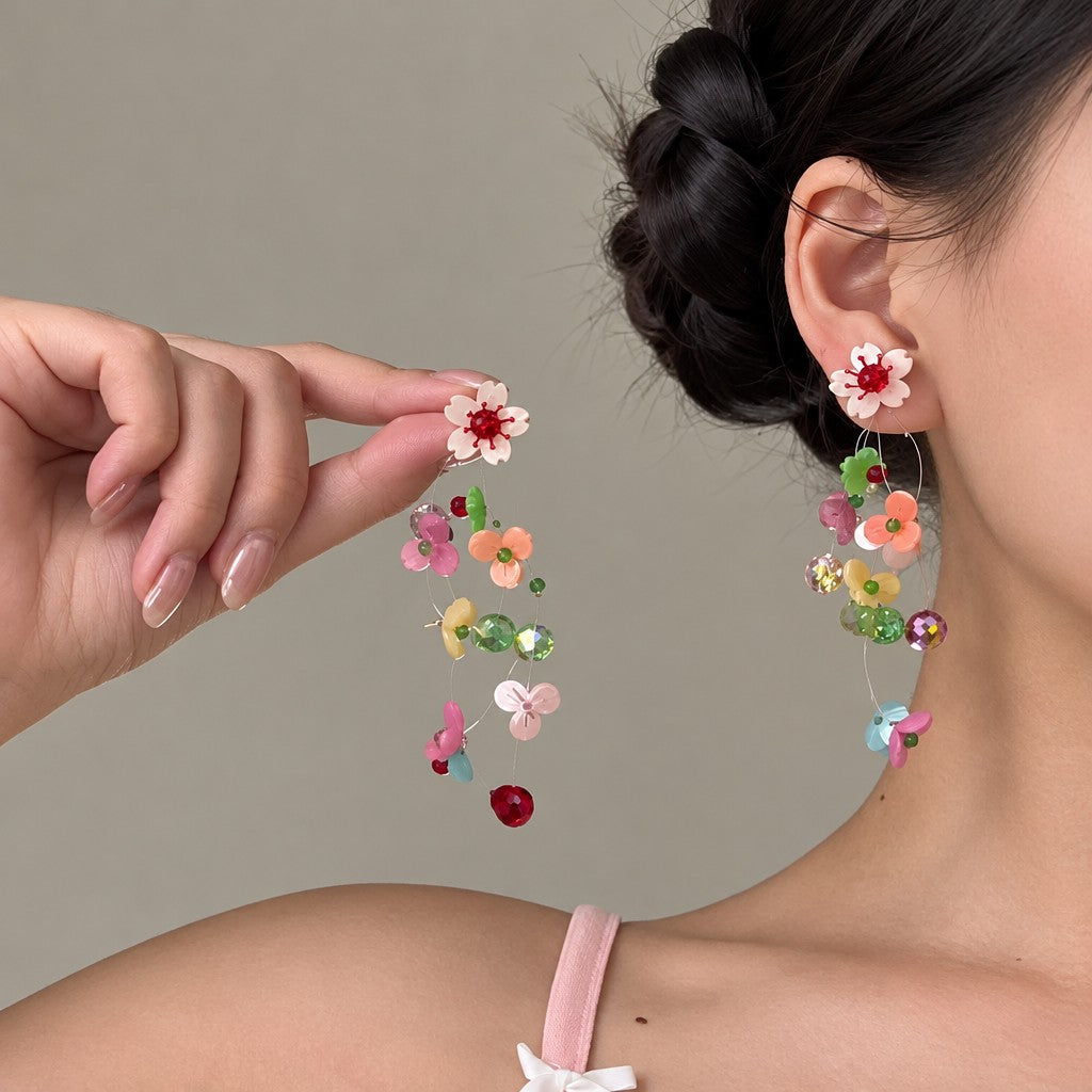 Romantic Colorful Floral Drop Earrings