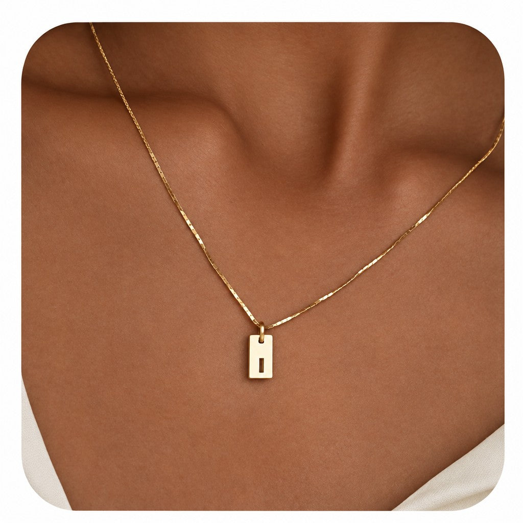 Dainty Square Initial Necklace