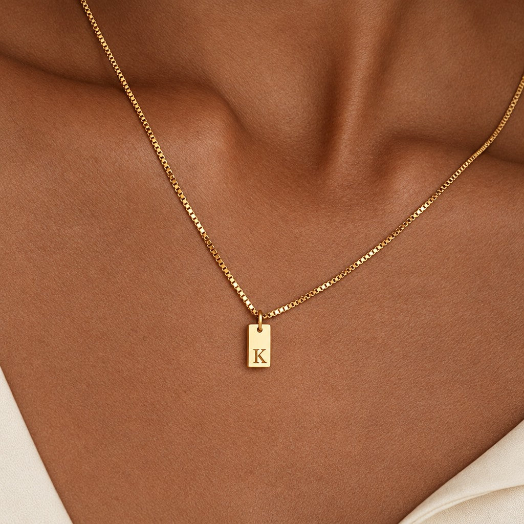 Dainty Square Initial Necklace