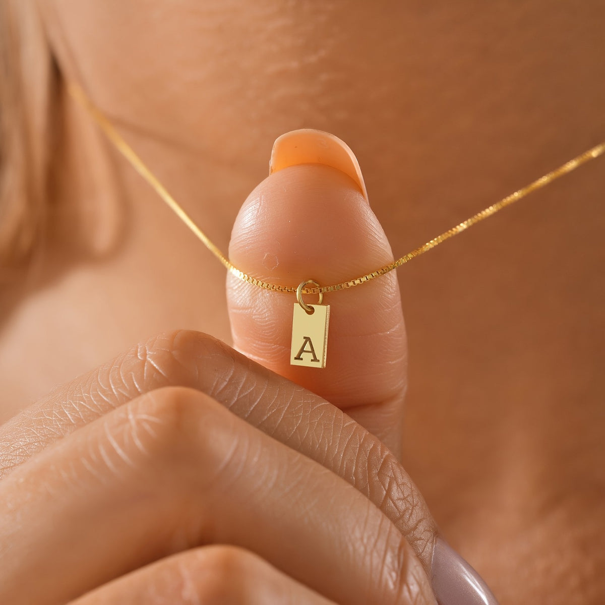Dainty Square Initial Necklace