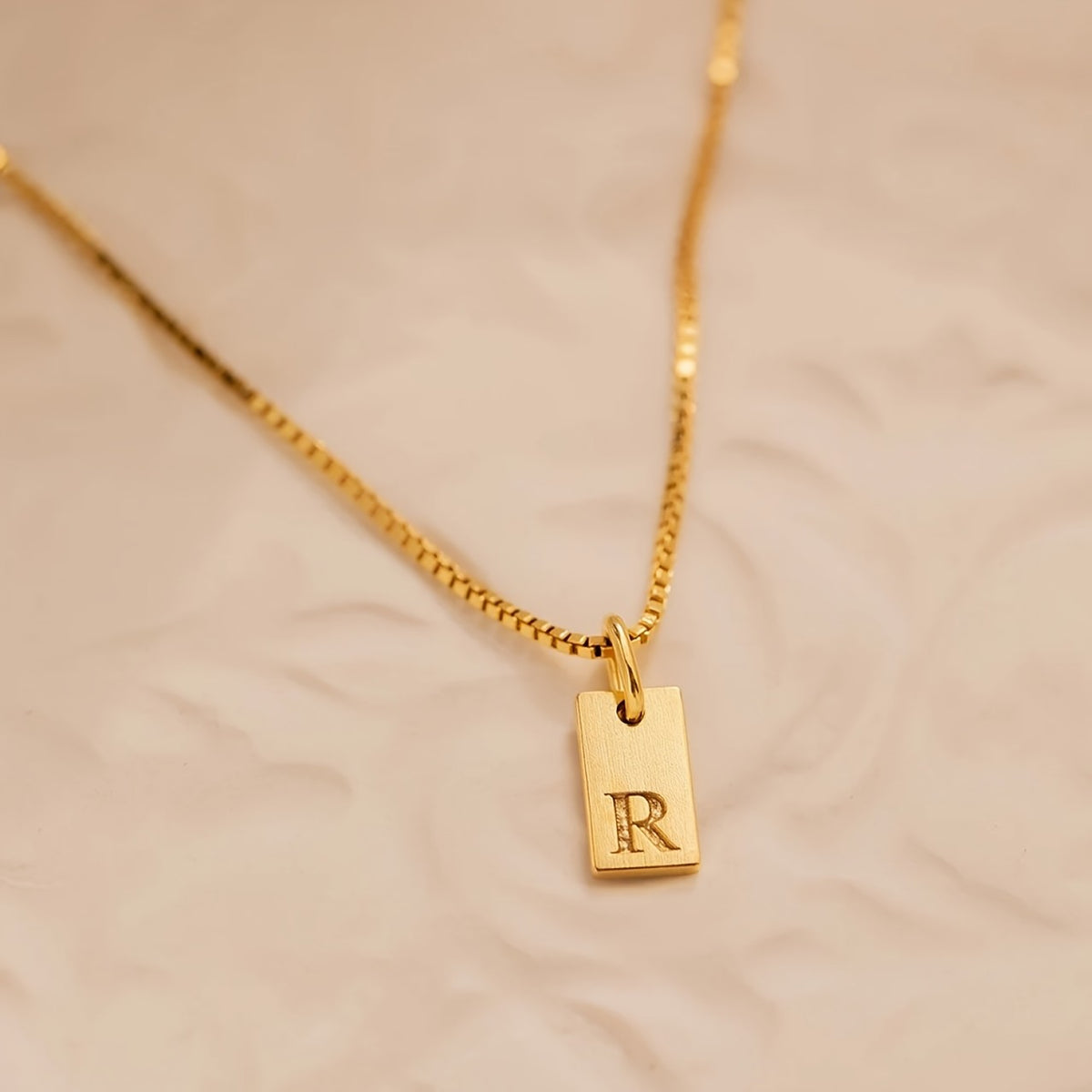 Dainty Square Initial Necklace
