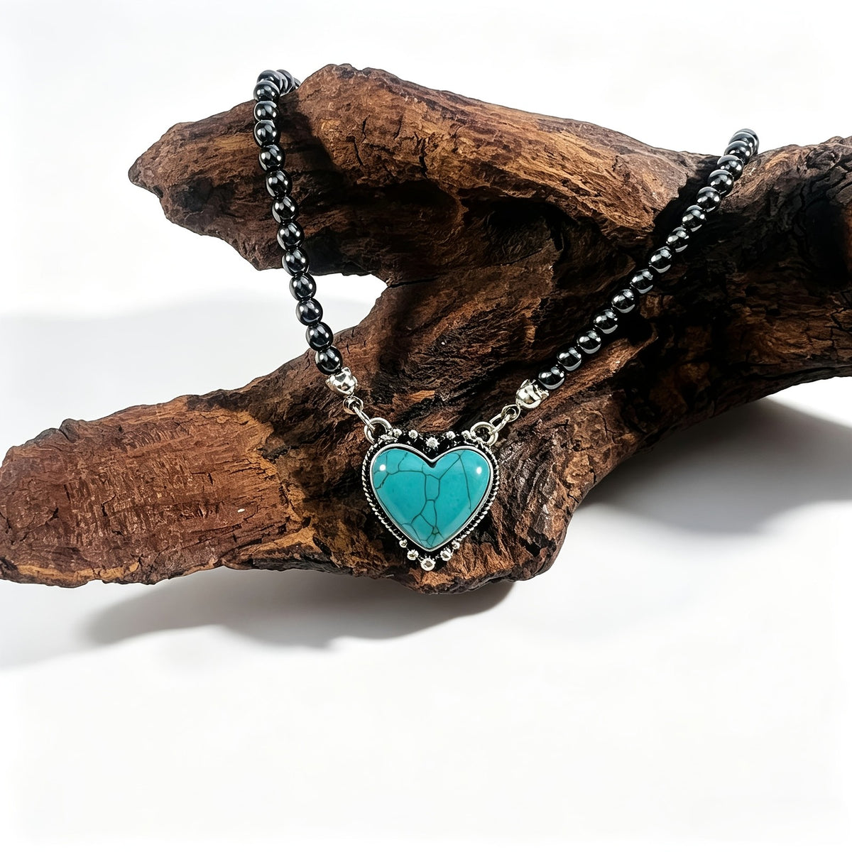 Boho Turquoise Heart Beaded Necklace