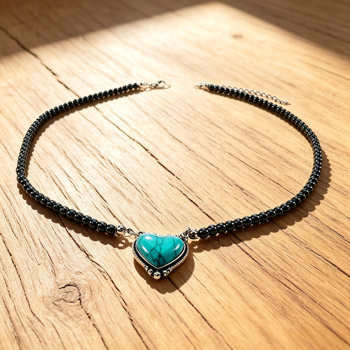 Boho Turquoise Heart Beaded Necklace