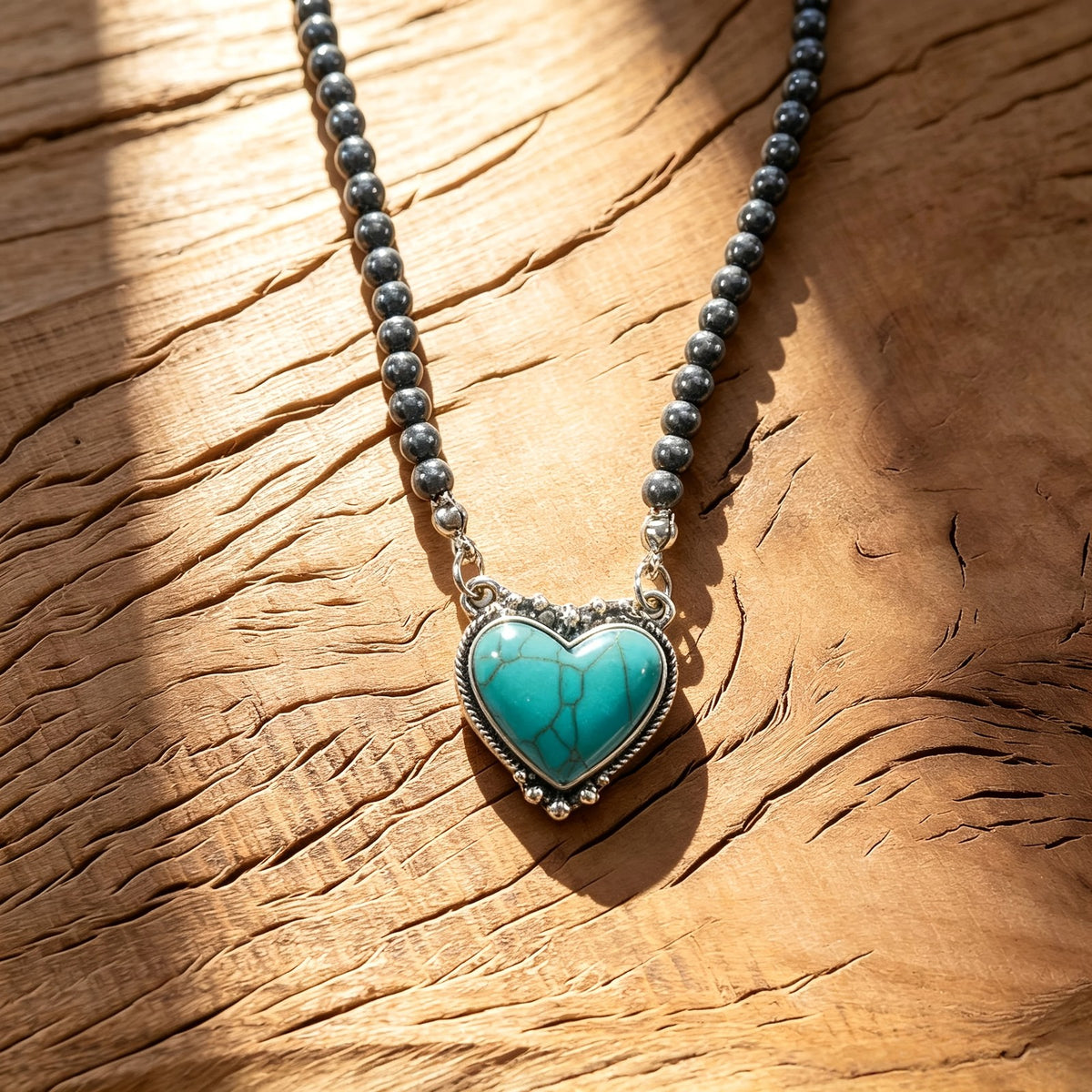Boho Turquoise Heart Beaded Necklace