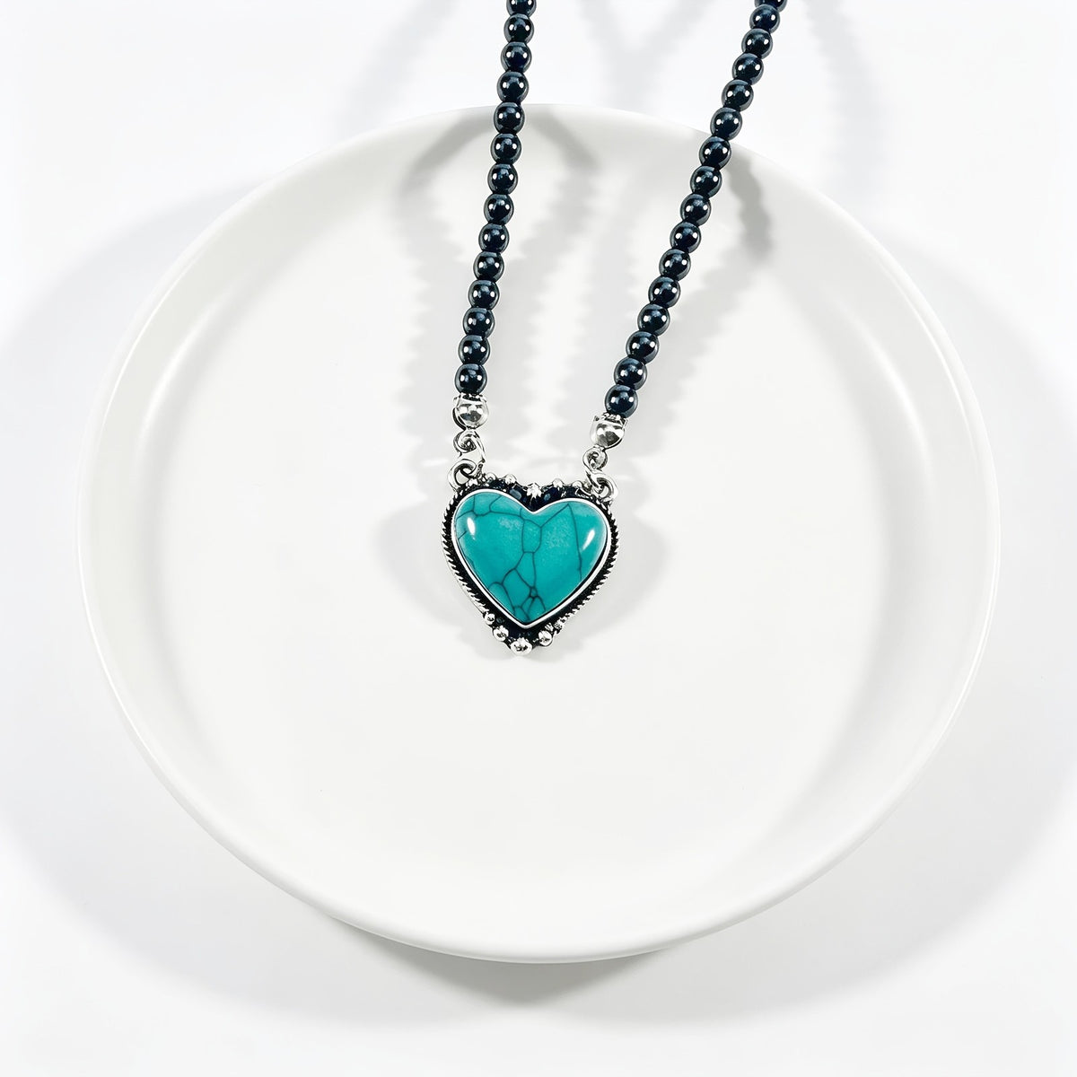 Boho Turquoise Heart Beaded Necklace