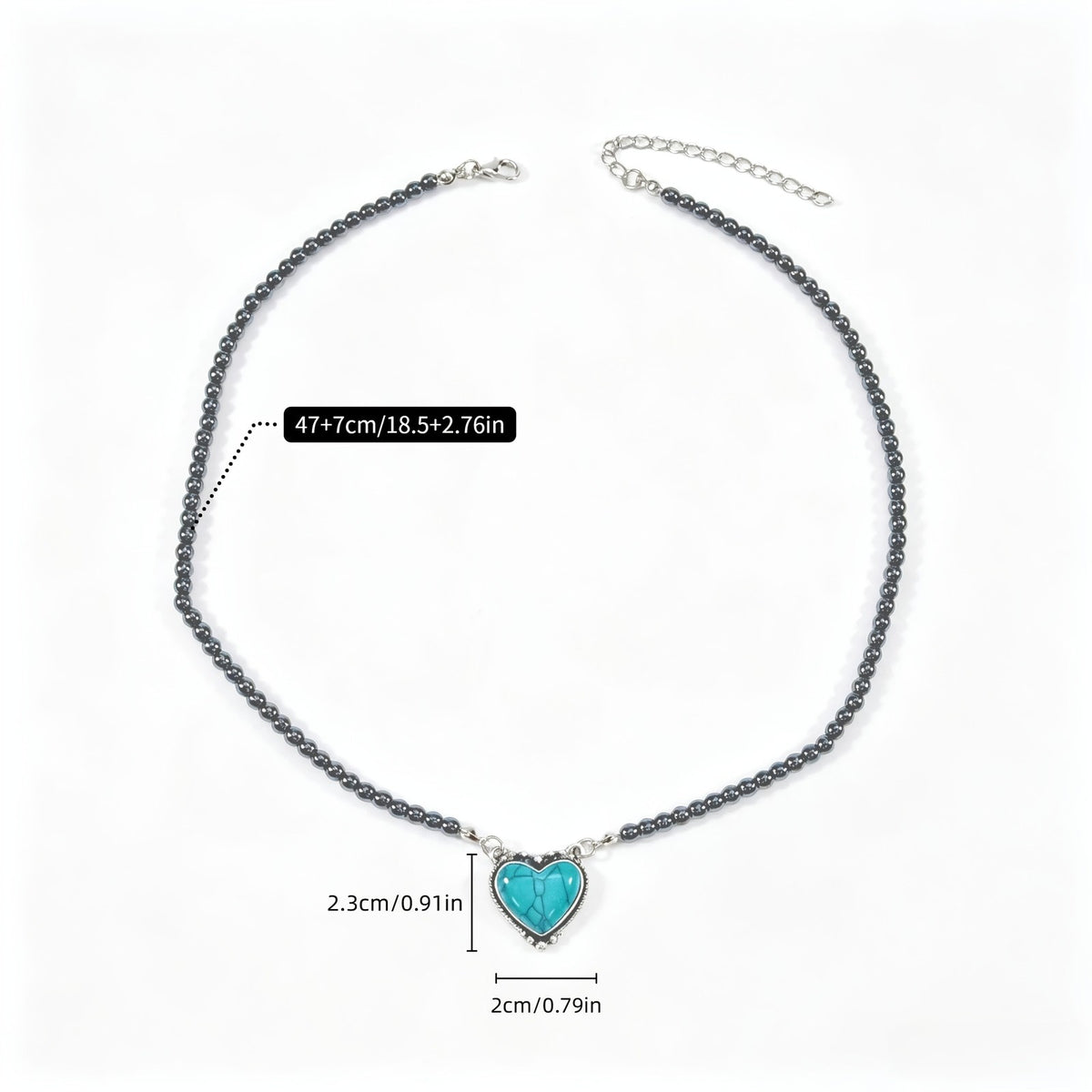 Boho Turquoise Heart Beaded Necklace
