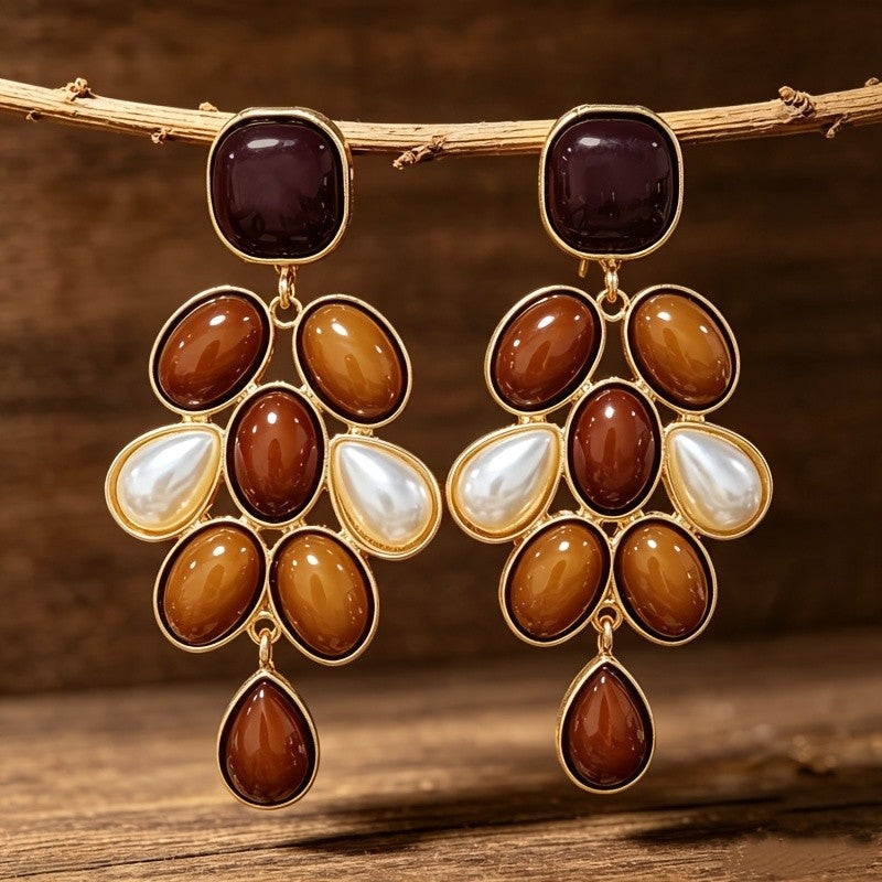Boho Vintage Resin Grape Cluster Earrings