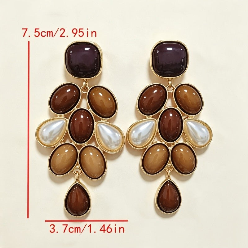 Boho Vintage Resin Grape Cluster Earrings