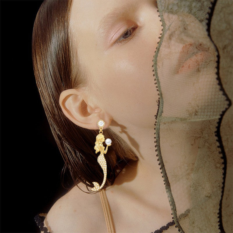 Elegant Mermaid Pearl Drop Earrings