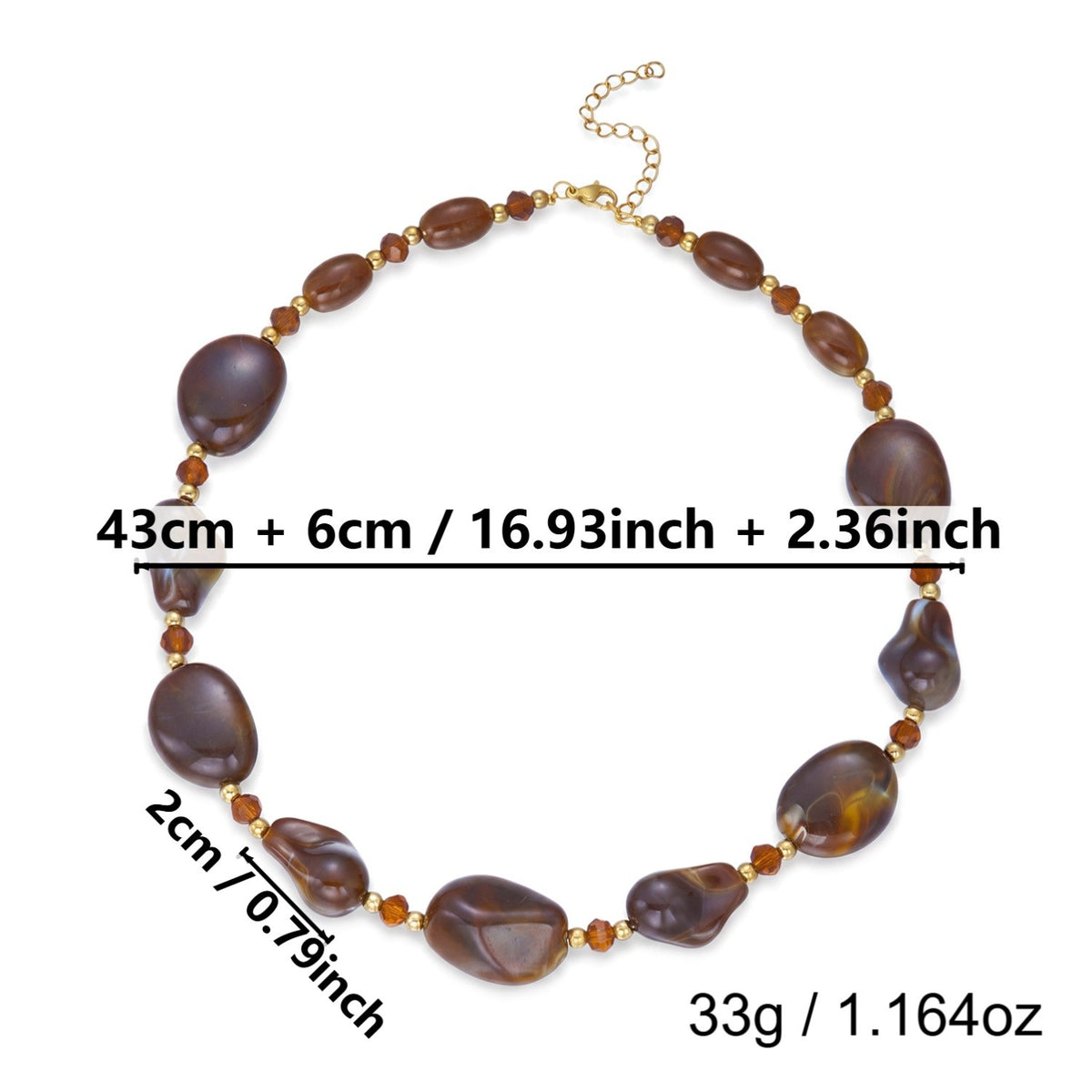 Boho Irregular Amber Bead Necklace