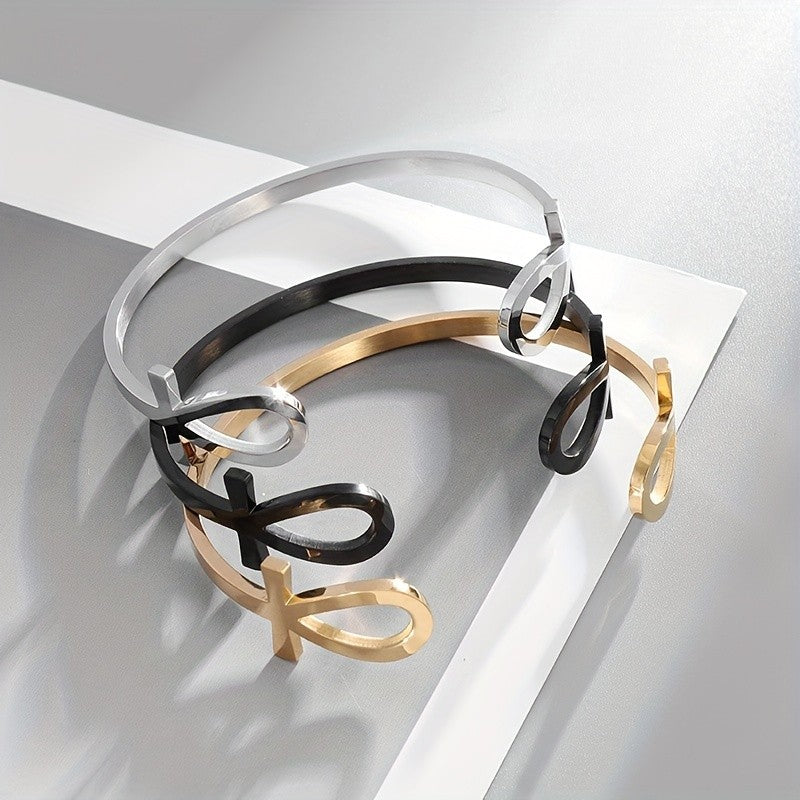 Classy Egyptian Ankh Open Cuff Bracelet