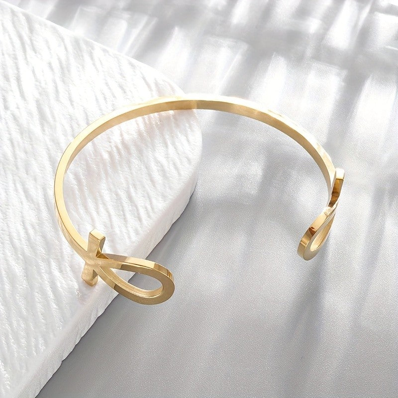 Classy Egyptian Ankh Open Cuff Bracelet
