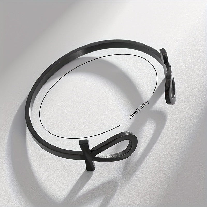 Classy Egyptian Ankh Open Cuff Bracelet